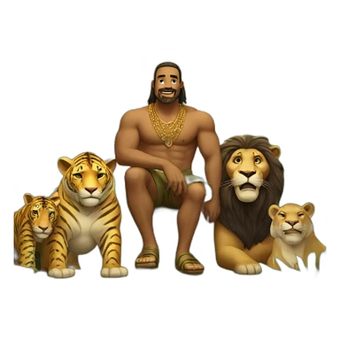 King of jungle with animals of the jungle  sticker