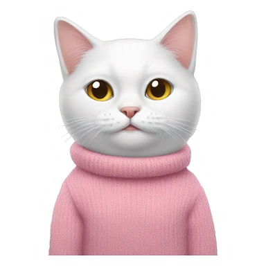 White cat in a pink jumper sticker