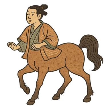 ukiyo-e inspired centaur illustration sticker