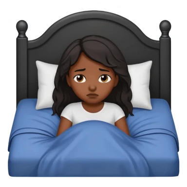 Black girl in a big bed by herself crying sticker