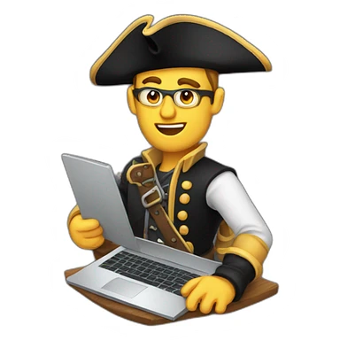pirate web developer with laptop sticker