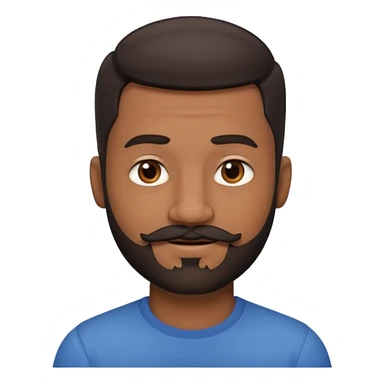 man with an oval face, medium-dark skin tone, short dark hair with a fade cut, dark brown eyes, medium straight nose, full lips, full beard and mustache, winking, small earring in left ear sticker