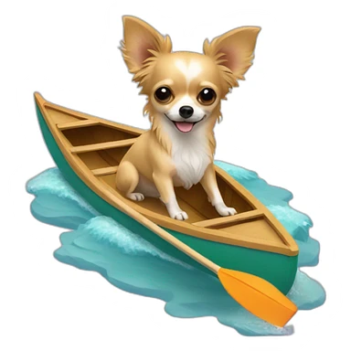Long hair sand chihuahua in a canoe sticker