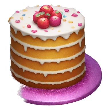 Realistic cake with glitter sticker
