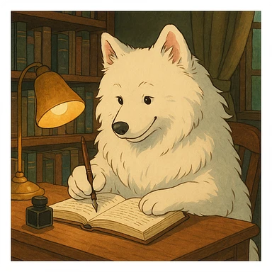 Samoyed writing a novel  sticker