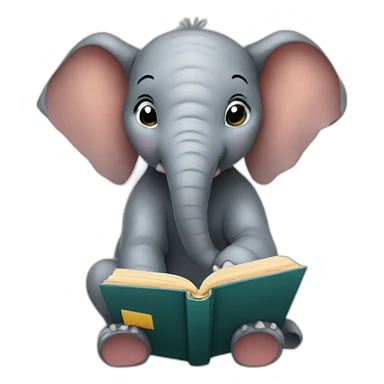 An elephant with a book sticker