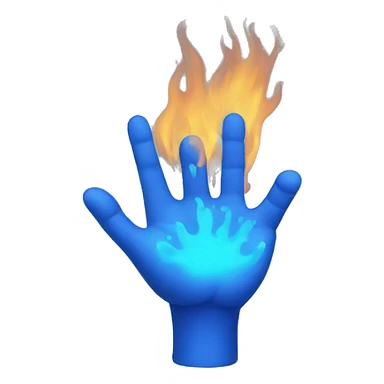 hand covered in blue fire sticker