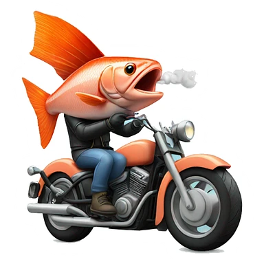 Salmon on a motorcycle smoking sticker