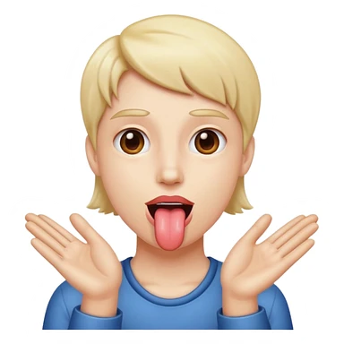 Tongue out with hands out to side sticker