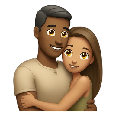 Tan Woman hugging boyfriend sticker