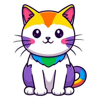 a cat with rainbow colors pride theme sticker