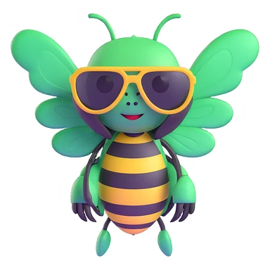 green bee wearing sunglasses sticker