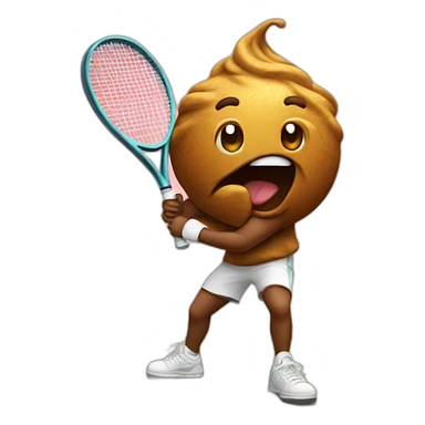 Poop emoji playing tennis sticker