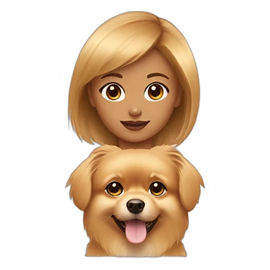 Girl with bang cut golden small Pomeranian dog sticker