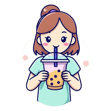Chica blanca con bubble tea sticker