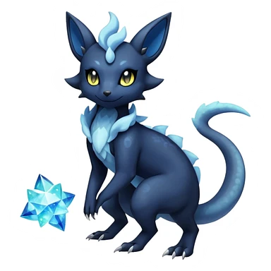 Shiny icy iridescent dark gothic ethereal Nebulae Salandit-Meowstic-Umbreon-Fakémon-hybrid-creature (full body)  sticker