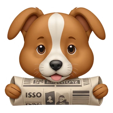 Friendly dog getting bopped on the nose by a newspaper. sticker