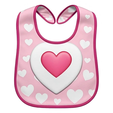 Pink bib with heart pattern sticker