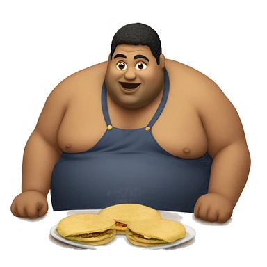 Fat guy eating Colombian Arepas sticker