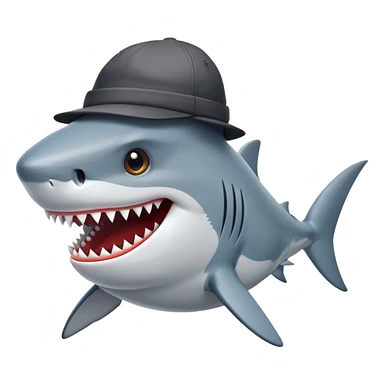 A shark that wearing a hat sticker