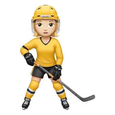 Girl hockey player with yellow jersey full body sticker