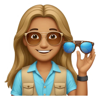 long haired fotographer with summer clothes and sun glasses sticker