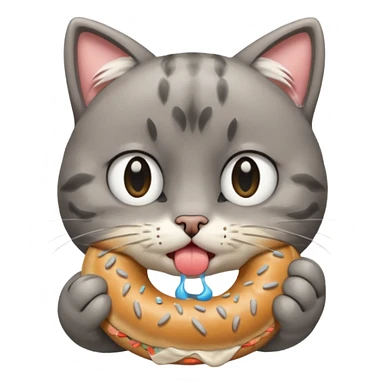 Ağlayan üzgün simit yiyen kedi sticker
