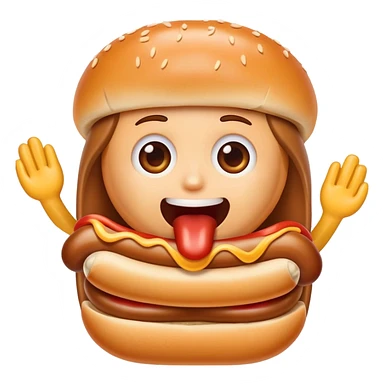 emoji eating hotdog while groaning sticker