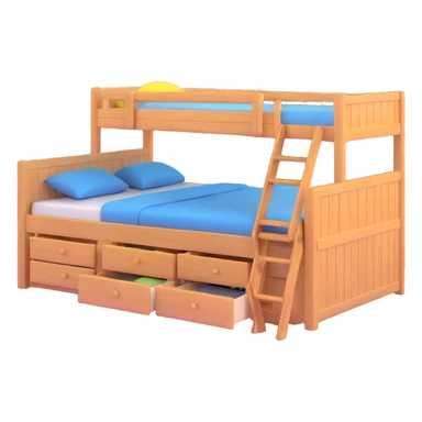 cozy wood cabin bed with storage sticker