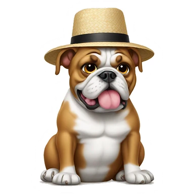 bulldog with rice hat  sticker
