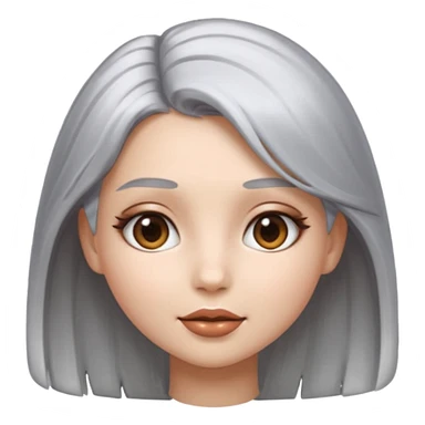 sexy Girl emoji with metallic silver hair, iOS emoji style, soft facial features, glossy chrome hair texture, minimal shading, clean background, modern aesthetic sticker