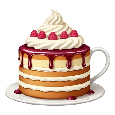 Victoria cake with hot chocolate sticker