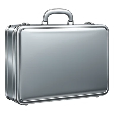 A luxury briefcase emoji made of polished silver chrome, smooth rectangular shape, metallic reflections, minimal high-end design, swag business aesthetic, iOS emoji style, centered, clean white background
 sticker
