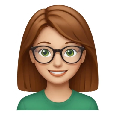 light brown hair woman with green eyes and glasses smiling sticker