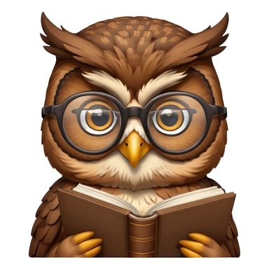 owl wearing glasses holding book sticker