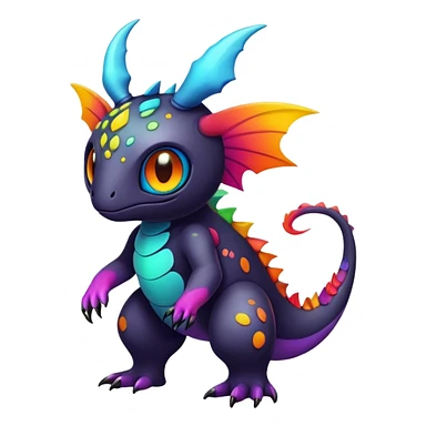 colorful dark Fakémon-creature with random markings sticker