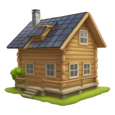 Wooden house with pv sticker