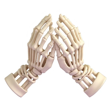 praying skeleton hands, 3D style, dramatic lighting, hands together sticker
