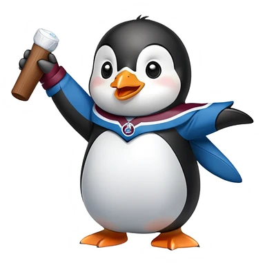 cute penguin rooting for colorado avalanche sticker