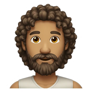 long curly hair man with full beard and small eyes sticker