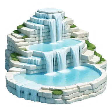 Cinematic Realistic Pamukkale Landmark Emoji, showcasing surreal cascading terraces of thermal waters rendered with ethereal textures and soft, luminous lighting. sticker