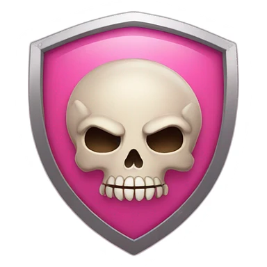 cartoon skull on a pink shield sticker