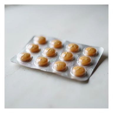 hyperrealistic blister pack of dietary supplements on isolated white background, 4K details, neutral lighting sticker