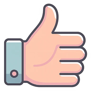 thumbs up side view, icon-color-outlined style, thin clean outlines, soft rounded shapes, pastel palette #98B5BC, #B5B3C1, #C9A3C9, #E4C0CA, #F7DCD1, #F7C0AA, detailed shadows and highlights, soft lighting, no background, variant 2 sticker