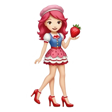 pretty and cute realistic modern day strawberry shortcake full body with high heels emoji sticker