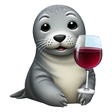 A grey seal holding a glass of wine  sticker