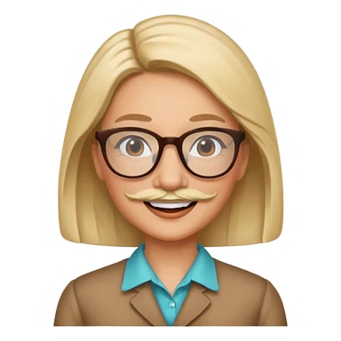 woman with glasses and mustache sticker