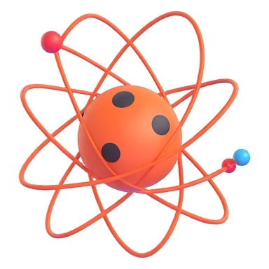 an atom with lavender-pink colors sticker