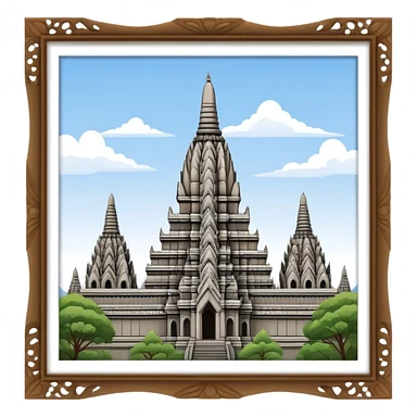 Prambanan Temple Landmark Emoji – Showcasing its towering Hindu temple spires with intricate carvings. sticker