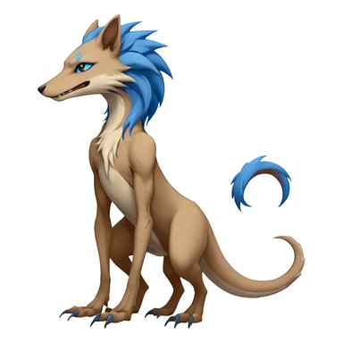 Brown and beige badass elegant wild beautiful natural cute badass epic anthro modern sergal-vernid-creature, full body, blue pretty hair, outside, modern, aesthetic, art by LiLaiRa, art by art by Falvie sticker